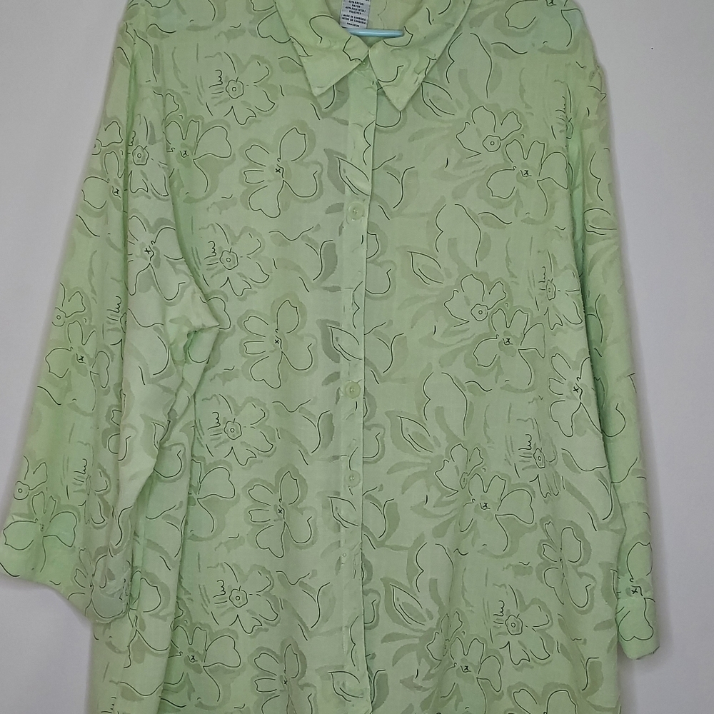 Sag Harbor Green 3/4 Sleeve Boxy Blouse